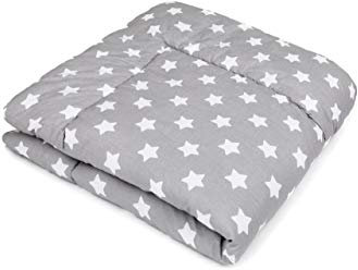 Swaddyl ® Baby Krabbeldecke Sterne Grau - Kuscheldecke, Spieldecke, Laufgittereinlage 100x100 groß gepolstert (100x100)
