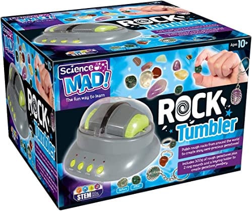Science Mad Rock Tumbler Machine for Kids Age 10+, Learn About Rock Tumbling, Polishing and Gemstones With Fun - Includes Rough Gemstones and Jewellery Making Kit