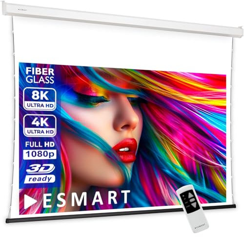 ESMART Profesional TATENSO Pantalla de tensión ACÚSTICA 203 x 114 cm (92) 16:9 | Control Remoto programable | Pantalla de proyección de proyector eléctrico de Cine en casa Tensión LCD LED