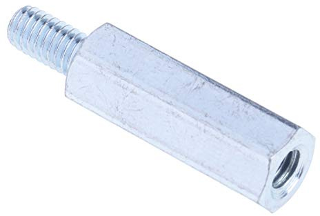 RS PRO Abstandhalter, Länge 20 mm, Gewindelänge 8 mm, Stahl, Sechskant M4 M4, 7 mm 15 mm, Packung a 50 Stück