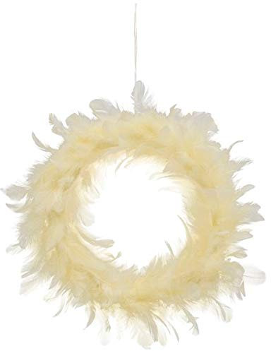 Exner Feder-Kranz gelb Durchmesser Federkranz echte Federn Tischdeko Kränze Osterkranz Türkranz Nest Ø 25 cm Natur…