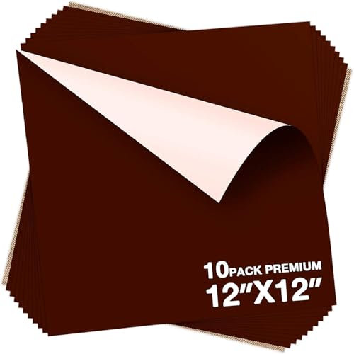 Brown HTV Heat Transfer Vinyl Bundle - 10 Sheets (12 x 12) Brown HTV Vinyl, PU Iron on Vinyl for Circut & Silhouette Cameo or Heat Press Machine