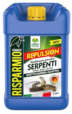 Albagarden - Disabituante Repellente Barriera Per Serpenti - Dissuasore Naturale Per Allontanare Vipere Bisce Rettili - Granulare x 5 Lt