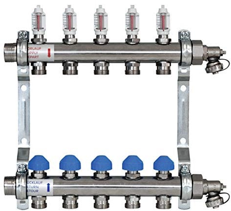 Zewotherm Heizkreisverteiler 5 Heizkreise HKV-D 5 BL 370 mm BT ca. 86 mm