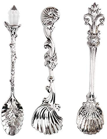 Ensemble de 3 cuillères à café Vintage - argent minuscules cuillères à dessert expresso à la crème glacée cuillères à café de sucre en remuant la vaisselle