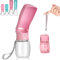 Canareen Portable Dog Water Bottle with Foldable Cup, Leak Proof Travel Water Bottle for Dogs & Cats, Foldable Dog Drinking Bottles for Walking, Hiking, Outdoor Activities (350ml, Pink)