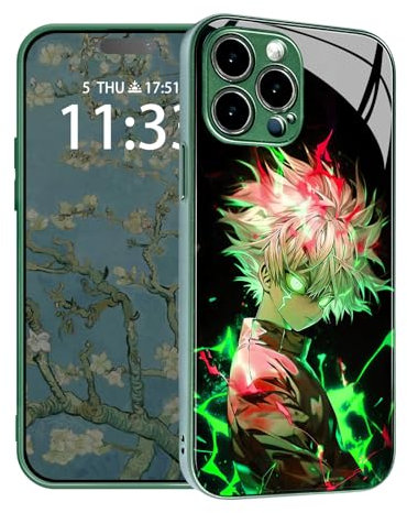 HWLHJJ Killua Zoldyck HxH Anime-Grün Handyhülle, einzigartiges Kunstdesign, TPU-Glas, wasserdichte Schutzhülle, Manga-Muster, stoßfeste Schale für iPhone 14