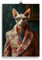 Stylische Katzen Poster - Sphynx im Anzug Kunst-Druck, Geschenk für Katzen-Fans und Katzen-Liebhaber, Witzig, Ungerahmt