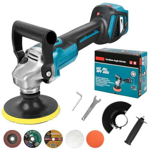 Lucidatrice Auto, Lucidatrice a batteria per Makita batteria, Lucidatrice per Auto 9500 Giri/min, 6 Velocità Regolabili, D-Maniglia, per barche, Lucidatura di Auto e cera (senza batteria)