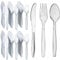 BlissMart 150 Pcs Heavy Duty Clear Plastic Cutlery Set Premium Quality Washable & Reusable 50 Spoons, 50 Forks, 50 Knives Set Perfect for for All Occasion Birthday Parties Weddings Camping