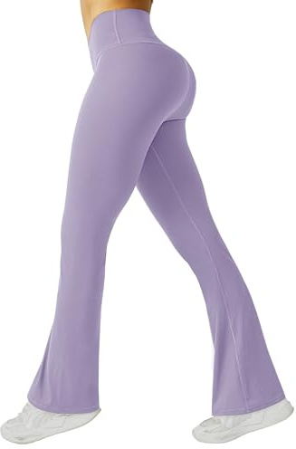 Friptspyg Flared Leggings Women Flared Tousers High Waist V-Shape Tummy Control Yoga Pants for Women, Purple XL