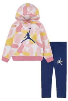 NIKE Jordan Jumpman - Set 2 pezzi per neonato con cappuccio, felpa e leggings per bambina, con grafica rosa e bianca, 12 mesi, Multicolore, 12 mesi