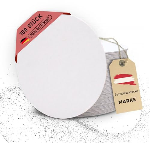 EV® Bierdeckel Pappe - 100 Stück, Rund (Ø 10,7 cm) - Made in Germany - Blanko Untersetzer zum Bemalen & Basteln - Das Perfekte DIY Set für Kreative Köpfe