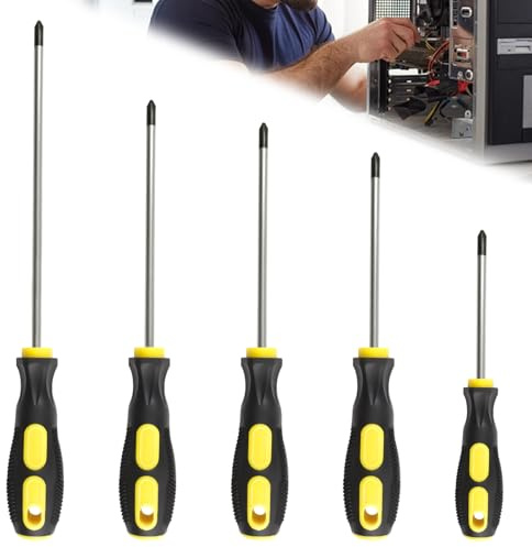 5 Piezas Destornilladores Magnéticos, Juego de Destornilladores Phillips, con Puntas Magnéticas y Mangos Ergonómicos, Aplicable a DIY, Muebles de Montaje, Mantenimiento Familiar, Uso del Taller