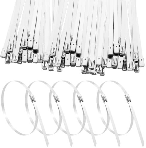 32 bridas de acero inoxidable negro, 300 mm, bridas metálicas inoxidables, bridas metálicas 304 para cinta de protección contra el calor, escape, agrupamiento de cables, cuidado del jardín