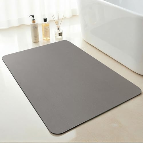 SARTNP Badematte Rutschfester Super Absorbierende Badezimmerteppich: dünn Waschbar schnelltrocknende Badvorleger Duschvorleger für Dusche, Badewannen und Badezimmer (Hellgrau, 60 x 120 cm)