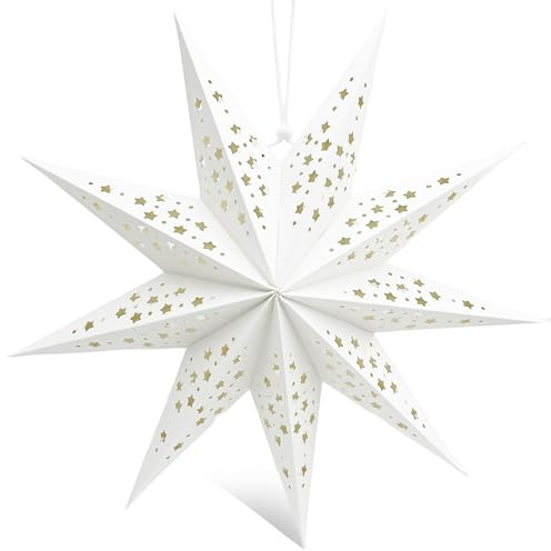 YeahBoom Papierstern Lampenschirm,50cm Papiersterne zum Aufhängen,Weihnachtsstern Papier,Papierstern Dekoration,Sterne Papier zum Fensterdeko
