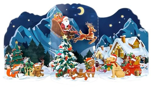 YingMengZhiGe Weihnachtskarte Pop Up Karte Weihnachten Handgemacht,3D Pop-Up Weihnachtskarte Mit Umschlag Festliche Grußkarte,Weihnachts-Kratzkarte Kreative Geschenkidee,Christmas Cards Handcrafted