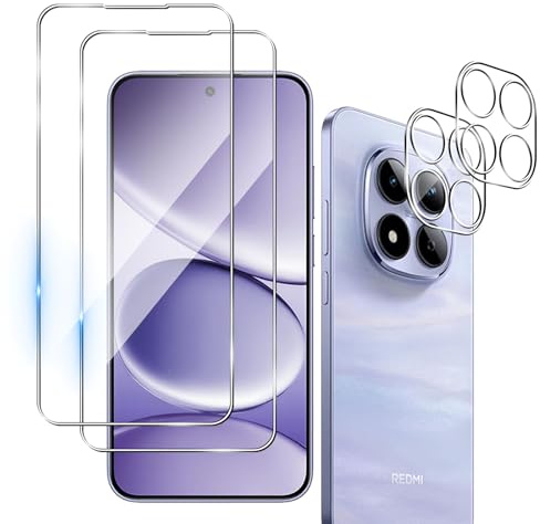 Ebzzliy Härdat glasfilm för Xiaomi Redmi Note 15 Pro 5G, 9H | 2 st kamerafilm + 2 stycken skyddsfilm, ultratransparande, reptålig, bubbelfri skärmskydd