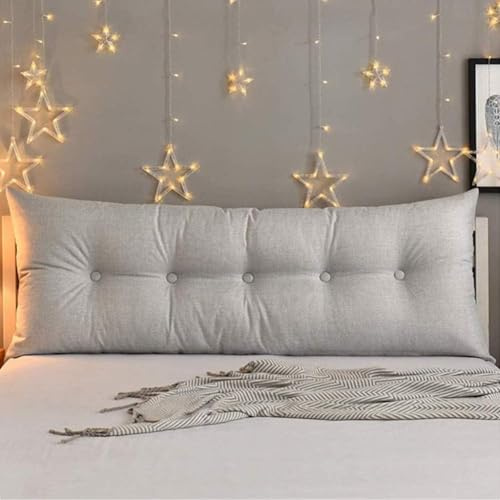 Bequemes Bett-Kopfteil-Kissen aus Leinen-Baumwolle, atmungsaktiv, langes Kissen für Kopfteil und Sofa, ideal zum Lesen, 80 x 60 cm, perfekt als Schlafzimmerdekoration