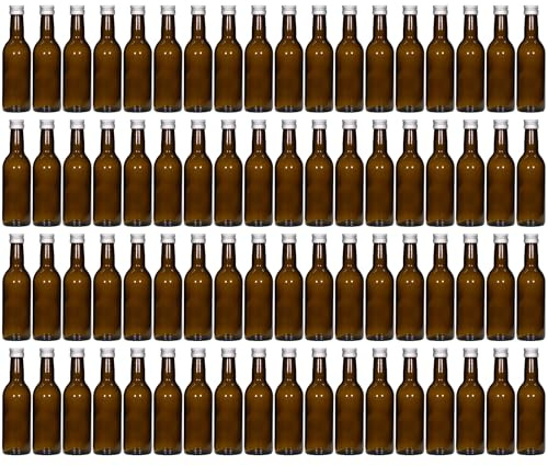 Flaschenland 72 Glasflaschen 250 ml mit Schraubverschluss, antikgrün, zum Selbstbefüllen für Öle, Wein, Spirituosen, Saft, Tee, Sirup, kälte- und hitzebeständig sowie backofenfest | Made in Germany
