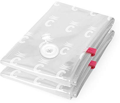 Compactor - 2er Set Vakuumbeutel manuell Größe S 60x40 cm - Kompression ohne Staubsauger für Kleidung - Luftdichte, wiederverwendbare Reisebeutel für Koffer und Handgepäck