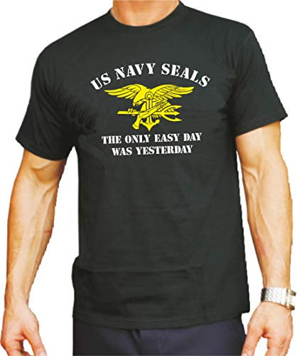 T-Shirt Black, US Navy Seals (SEA-AIR-Land) The Only Easy Day was Yesterday, zweifarbig