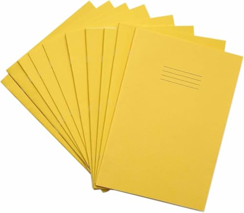 Rhino A4 Exercise Books, 64-Page / 10mm Squared Paper Notebook, 50-Pack, Office & School Stationery Supplies, Yellow