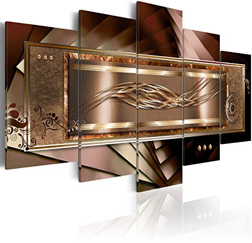 B&D XXL - Wandbilder XXL Abstrakt 200x100cm 5 tlg - Wand Deko Leinwand Bilder Groß Wanddeko Wohnzimmer Schlafzimmer Kunstdrucke - Textur Ornament Perlen 020101-179