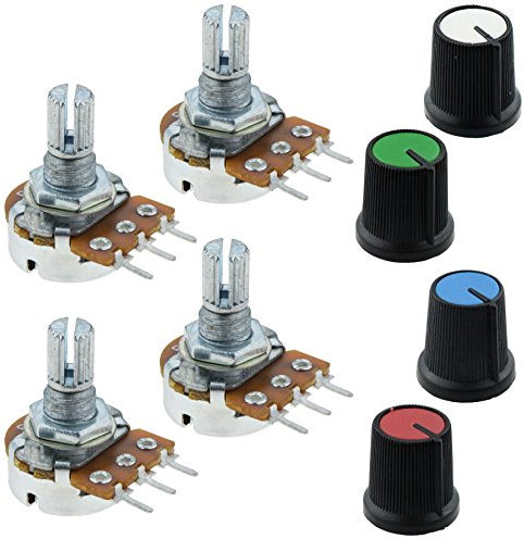 4 x 500K Log Logarithmic Potentiometer Pot with Coloured Knob