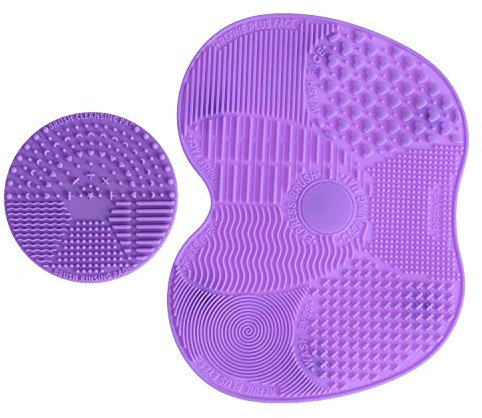 LEADSTAR 2 Pièces Tapis de Nettoyage de Brosse de Maquillage en Silicone avec Ventouse, Nettoyer les Pinceaux de Maquillage, Outil de Lavage Portable pour Pinceaux de Maquillage (Violet)
