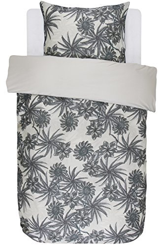 ESSENZA Bettwäsche NYA Ecru Blumen Blüten Satin, Größe:155x220 cm + 80x80 cm