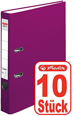 Herlitz Ordner maX.file protect A4 5cm, PP-Folienbezug beschichtet, mit Wechselfenster (beere | 10er)