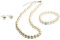 FlexiStore Perlenkette geknotet - Perlenarmband - Perlenohrringe - Set Beige