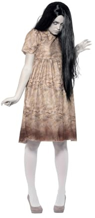 Smiffys Evil Spirit Costume, Grey with Decayed Dress & Wig, Halloween Adult Fancy Dress, Halloween Dress Up Costumes