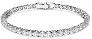 Swarovski Tennis Deluxe Armband, Rund, Weiss, Goldlegierungsschicht