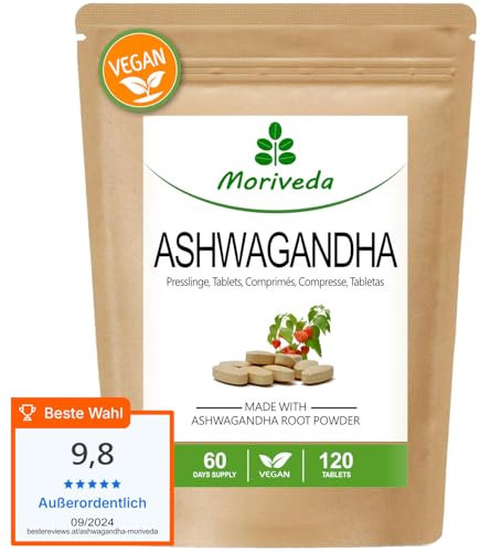 Ashwagandha comprimés 1000 mg ou capsules 600 mg - produit naturel pur de qualité supérieure - cerise d'hiver, ginseng indien (120 comprimés)