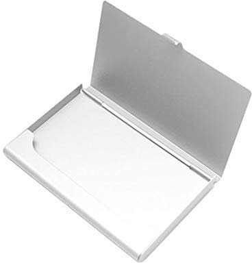 Visitenkartenhalter für Männer oder Frauen, Aluminium Visitenkartenhalter für 22-30 Karten silber