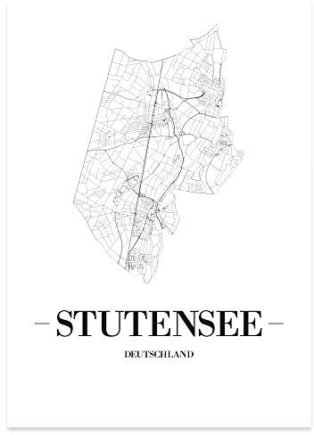 JUNIWORDS Stadtposter - Wähle Deine Stadt - Stutensee - 30 x 40 cm Poster - Schrift A - Weiß