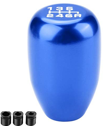 EBTOOLS Silver and Blue Shift Knob - Gear Shift Knob, 6 Speed Car Universal Modification Metal Manual Knob Gear Shift Head Shifter (Blue)