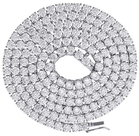 Tennis-Kette aus 925er-Sterlingsilber, 3 mm, Zirkonia, künstlicher Diamant, Schmuck für Herren – 51 cm