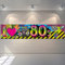 Blulu I Love 80s Banner - Party Dekoration für 80er Jahre - Hip Hop Zubehör - 180x40cm