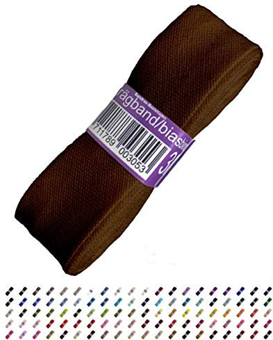 Sandras-Bastelladen Schrägband/Einfassband Baumwolle Uni gefalzt 3m x 20mm 963-Braun