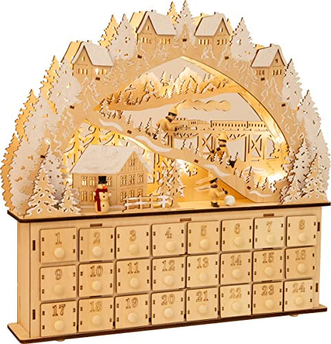 small foot Adventskalender Skivergnügen, Deko zu Weihnachten, aus Holz, mit LED. Art-Nr. 11789