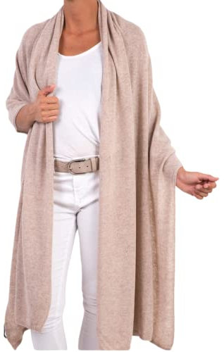 Cashmere Écharpe pour femme, fabriquée en Italie, laine mérinos Cachemire, noir, beige, blanc, bleu, gris, écharpe pour homme, châle, chaude, taille unique, motif cachemire - Beige - Taille unique