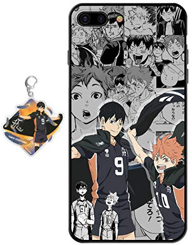 Compatible with iPhone 7 Plus/iPhone 8 Plus Case Anime Design [With Figure Keychain], Soft Silicone Flexible TPU Volleyball Animation Phone Case for iPhone 7 Plus/iPhone 8 Plus
