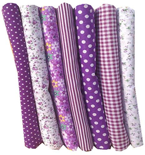 7 Stück Stoffe zum Nähen,DIY Stoffreste Baumwolle,Baumwollstoff Patchwork Stoffpaket für Kleidung, Bettwäsche, Vorhänge, Puppen, Handtaschen (Lila, 50 * 50cm)