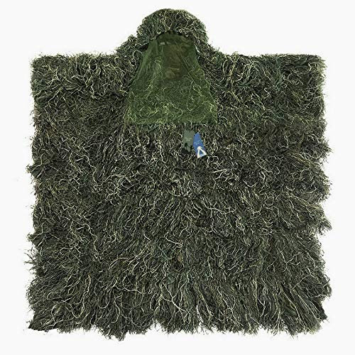 VIGAN 3D Bogen Jagd Gras Ghillie Poncho Sniper Desert Camouflage Umhang für Training (Grün Camo)