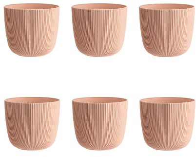 Gariella 6X apricot moderner Blumentopf mit Drainagesystem Pflanztopf-Kübel widerstandsfähig rund wetterfest Kunststoff Ø 10 cm