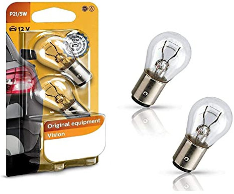 2x Philips P21/5W 12V BAY15d 12499B2 Vision - mehr Licht Weiß Parklicht Rückfahrlicht Bremslicht Hecklicht Ersatz Halogen Lampe E-geprüft